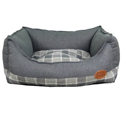 Snug&Cosy Gry Square Check Rectangle Bed