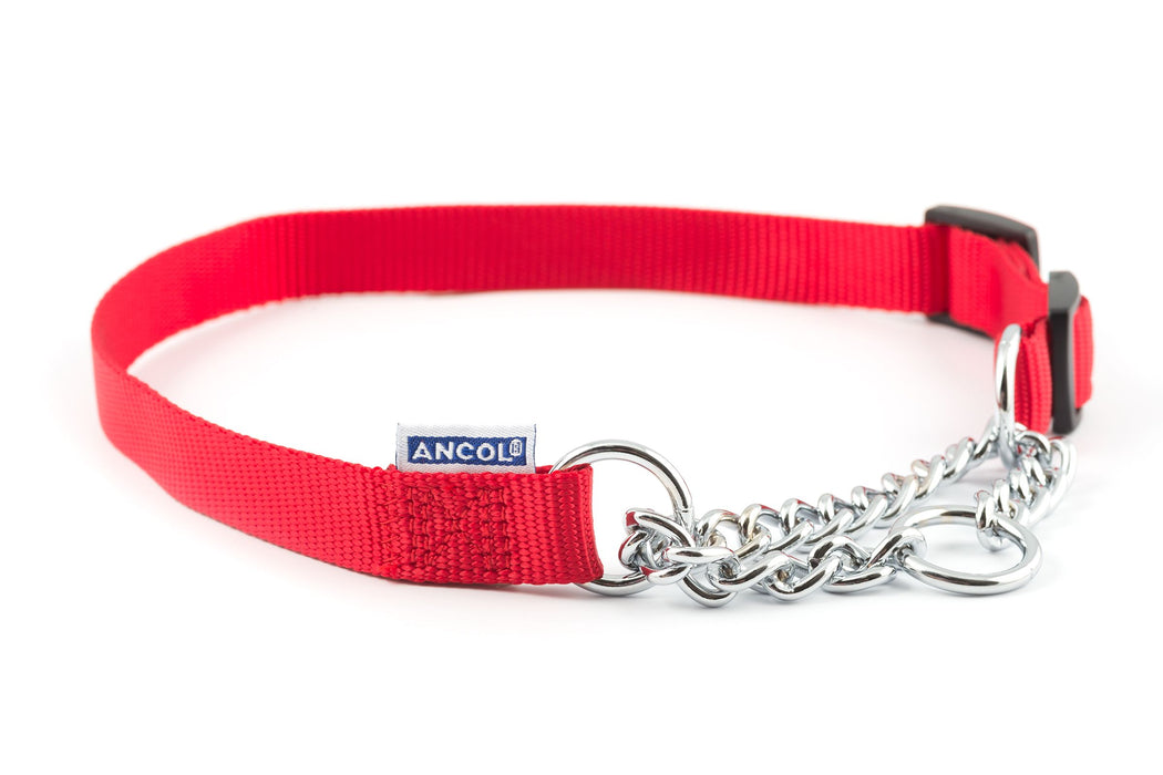 Ancol Nyl Chain Check Collar Red S4-7