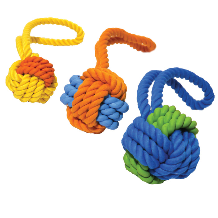 Rosewood Rubber & Rope Ball Tug 11"x3